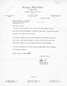 Letter to Representative Paul Tsongas from Ray W. Karras