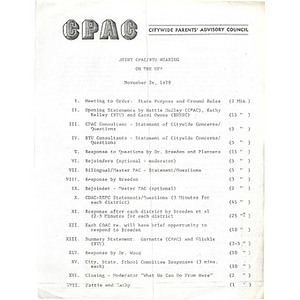 Joint CPAC/BTU hearing on the UFP, November 26, 1979.