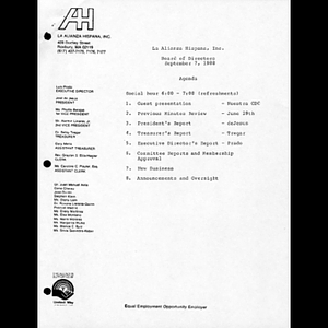 Meeting materials for September 1988