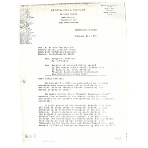 Letter, Judge Garrity, January 26, 1976.