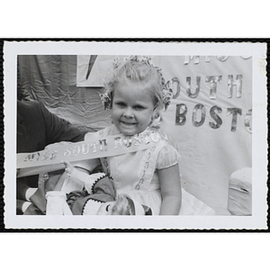 Miss South Boston, the winner of the Boys' Club Little Sister Contest, posing for the camera