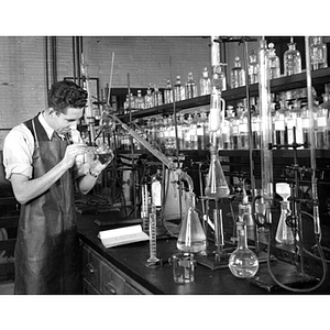 Student working in chemistry laboratory