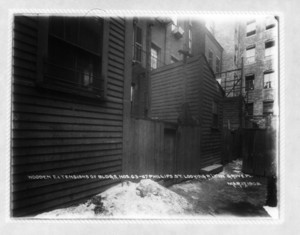 Wooden entensions of buildings nos.63-67 Phillips St. looking westerly in Grove Place