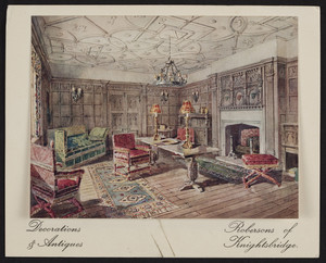 Trade card for Robersons of Knightsbridge, decorations & antiques, London, U.K., undated