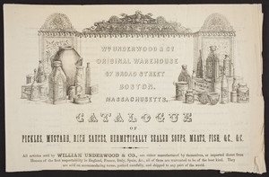 Catalogue of pickles, mustard, rich sauces, hermetically sealed soups, meats, fish, &c., William Underwood & Co., 67 Broad Street, Boston, Mass., December 1, 1858