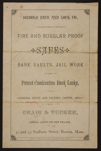 Directions for fire and burglar proof safes, Diebold Safe and Lock Co., Canton, Ohio, undated
