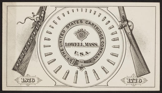 Trade card for The United States Cartridge Company, Lowell, Mass., 1876