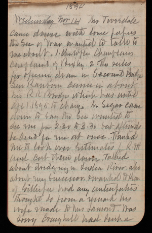 Thomas Lincoln Casey Notebook, November 1894-March 1895, 002, Wednesday Nov 14