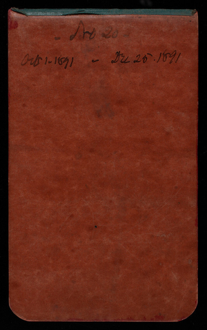 Thomas Lincoln Casey Notebook, October 1891-December 1891, 01, Front cover
