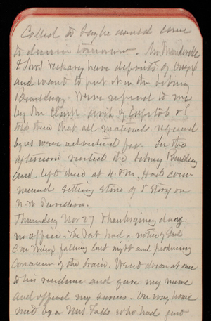 Thomas Lincoln Casey Notebook, October 1890-December 1890, 67, called to say he would come
