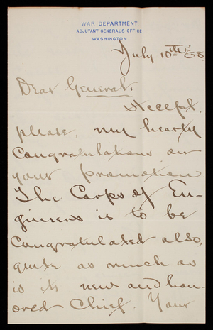 [William] P. Duvall to Thomas Lincoln Casey, July 10, 1888