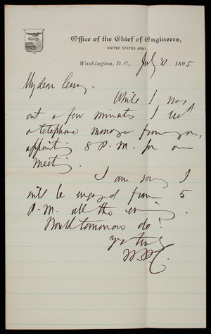 [William P.] Craighill to Thomas Lincoln Casey, July 31, 1895