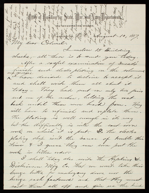 Bernard R. Green to Thomas Lincoln Casey, August 10, 1887