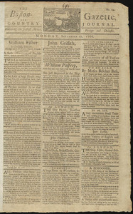 The Boston-Gazette, and Country Journal, 22 September 1766 (includes supplement)