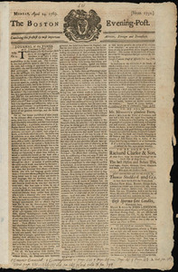 The Boston Evening-Post, 24 April 1769