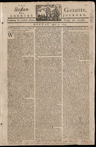 The Boston-Gazette, and Country Journal, 17 April 1775