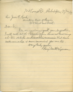 Letter from Benjamin Smith Lyman to Jesse Y. Burk