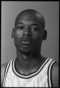 Marcus Camby: studio portrait of sophomore center with UMass Amherst basketball team