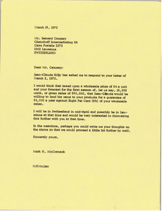 Letter from Mark H. McCormack to Bernard Caspary