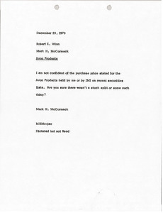 Memorandum from Mark H. McCormack to Robert E. Winn