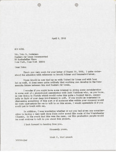 Letter from Mark H. McCormack to John B. Andersen