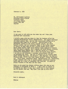 Letter from Mark H. McCormack to Christopher Lewinotn