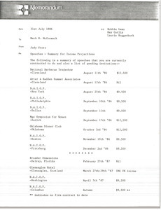 Memorandum from Judy Stott to Mark H. McCormack