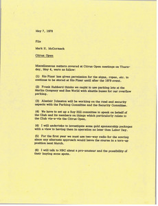 Memorandum from Mark H. McCormack to file