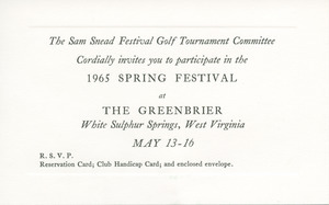 Greenbrier Sam Snead Spring Festival Invitation Card