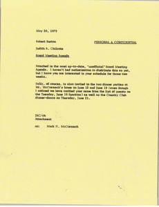 Memorandum from Judy A. Chilcote to Robert S. Burton