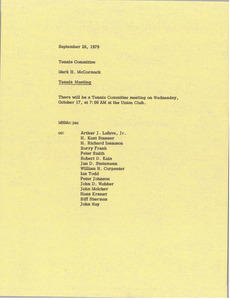 Memorandum from Mark H. McCormack to tennis committee