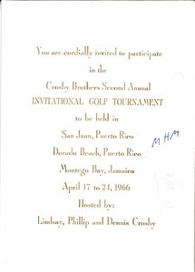 Invitation to the Crosby Brothers Second Annual Invitational Golf Tournament