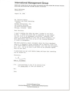 Letter from Mark H. McCormack to Christie Hefner