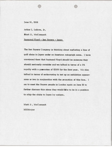 Memorandum from Mark H. McCormack to Arthur J. Lafave