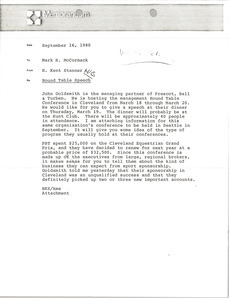Memorandum from H. Kent Stanner to Mark H. McCormack