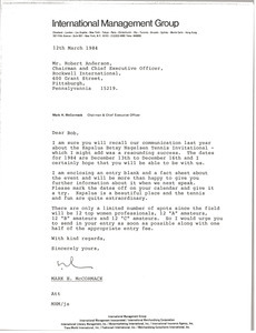 Letter from Mark H. McCormack to Robert Anderson