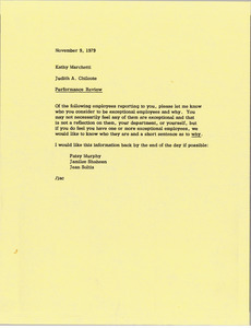 Memorandum from Judith A. Chilcote to Kathy Marchetti