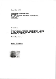 Letter from Mark H. McCormack to Christopher Gorringe