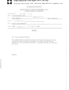 Fax from Mark H. McCormack to Dick Moore