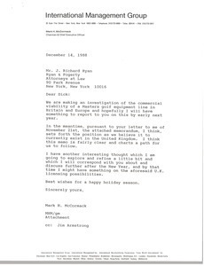 Letter from Mark H. McCormack to J. Richard Ryan