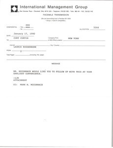 Fax From Laurie Roggenburk to Curt Curtis