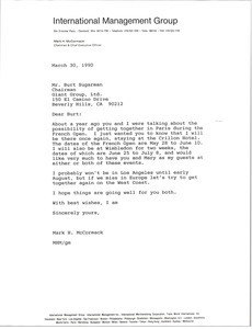 Letter from Mark H. McCormack to Burt Sugarman