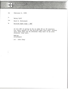 Memorandum from Mark H. McCormack to Betsy Goff