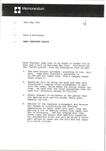 Memorandum from Mark H. McCormack to unknown recipient