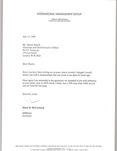 Letter from Mark H. McCormack to Martin Sorrell