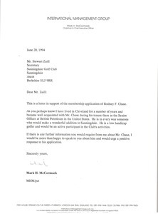 Letter from Mark H. McCormack to Stewart Zuill