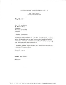 Letter from Mark H. McCormack to P. R. Sandeman