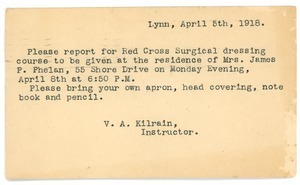Letter from V. A. Kilrain to Letita Crane