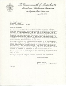 Letter from John S. Levis to Joseph Grossman
