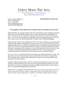 Press Releases: 5th graders and elders find common ground through the arts